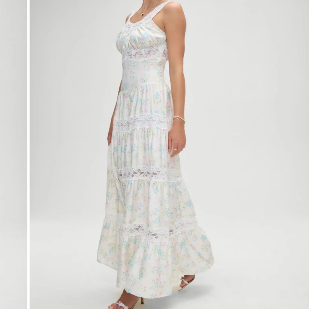 Frankie’s Bikinis Dakota Floral Satin Maxi Dress NEW WITH TAGS - Picture 2 of 4
